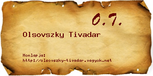Olsovszky Tivadar névjegykártya